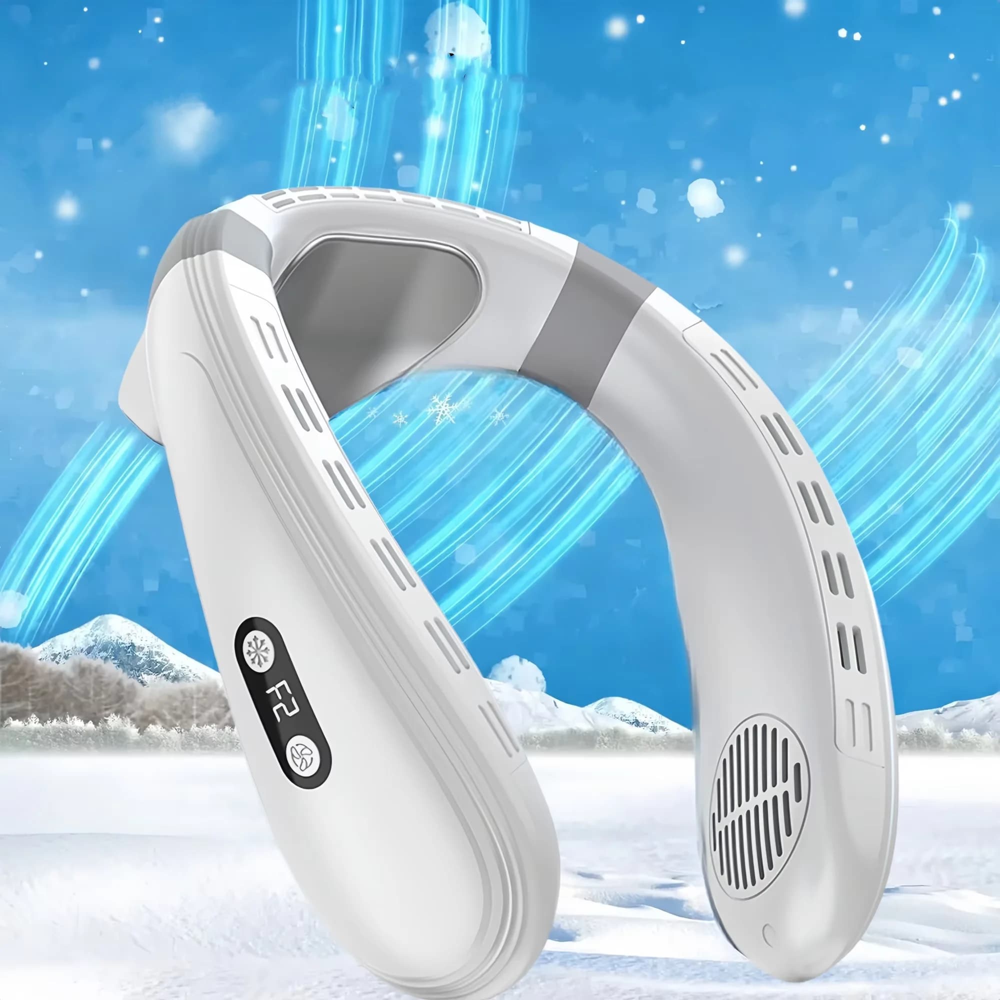 New Portable Neck Fan 5200mAh Neck Air Conditioner Rechargeable Semiconductor Cooling Fan Outdoor Personal Fan Wearable Cooler