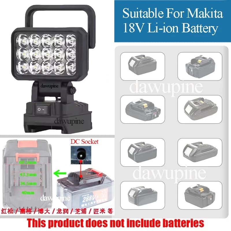 For Makita 18V Li-ion Battery Tool Accessories 15 Beads LED Working Light Lamp Flashlight Torch Spotlight Emergency Tool Light