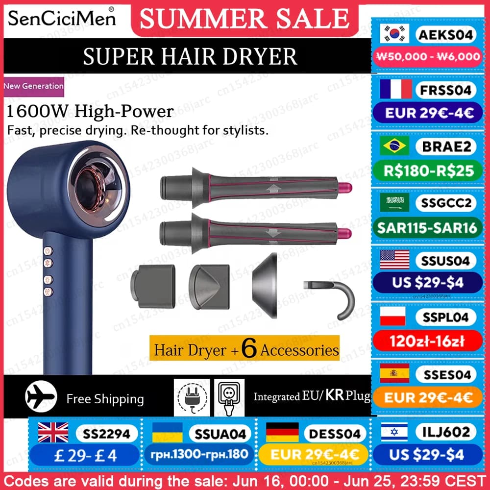 Super Hair Dryer 220V Leafless Hair dryer Personal Hair Care Styling Negative Ion Tool Constant Anion Electric Hair Dryers