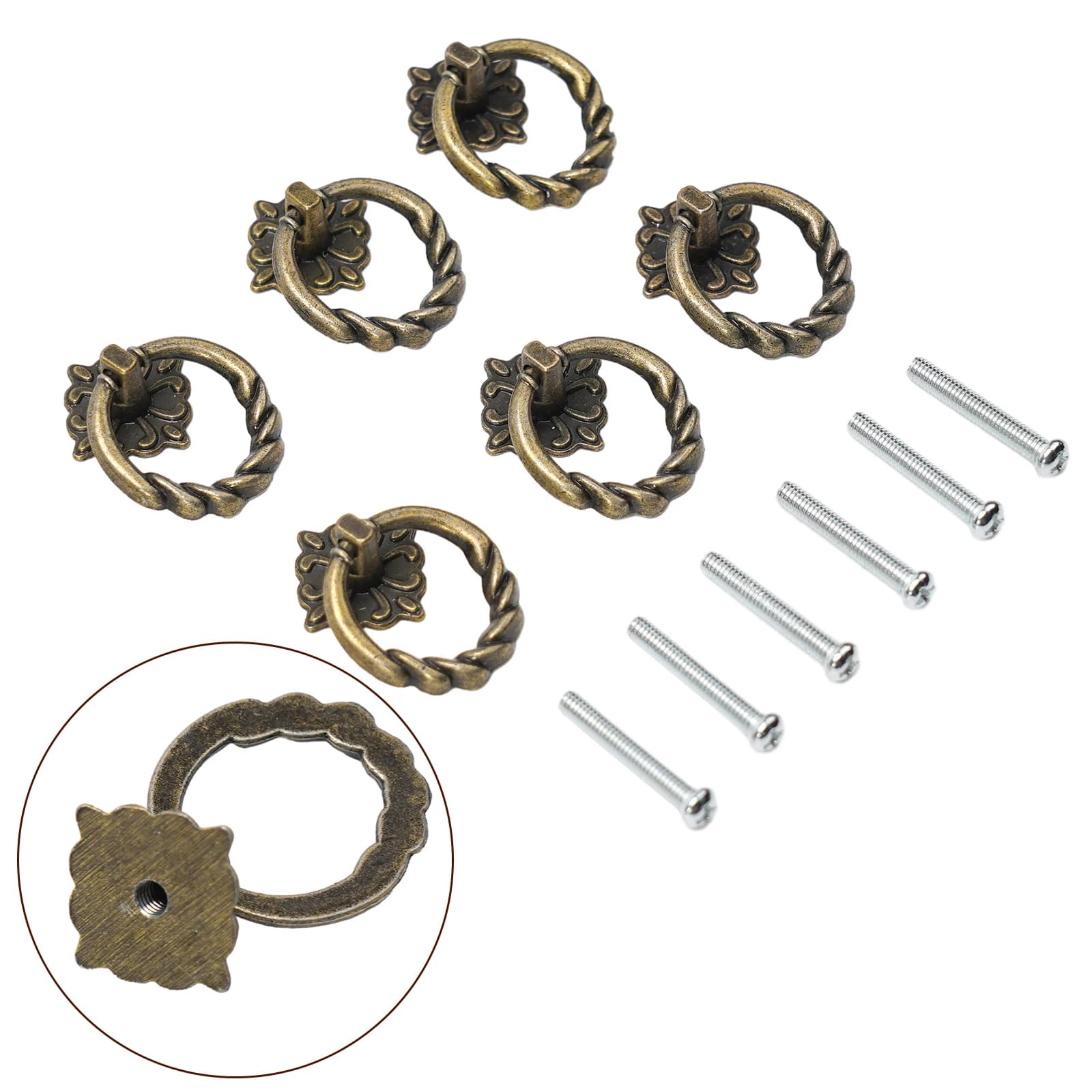 6PCS Retro Vintage Cabinet Knob Door Cupboard Pull Handle, Beautiful Addition to Your Furniture with Easy Installation