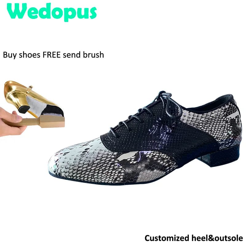 Wedopus Customized Standard Men's Latin Dance Shoes Ballroom Dance Children's Boys Shoes to Dancing