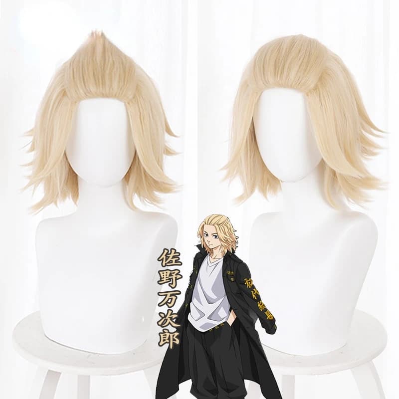 Anime Wigs Cosplay Tokyo Revengers Sano Manjiro Mikey Light Blonde Short Hair Heat-Resistant High Temperature Wig