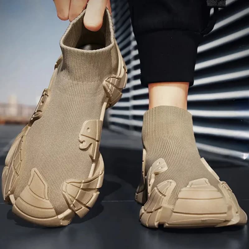 Men's Chunky Sneakers Round Head Non-slip Shoes Spring Autumn Comfortable Wear-resistant Platform Boots Zapatillas De Hombre