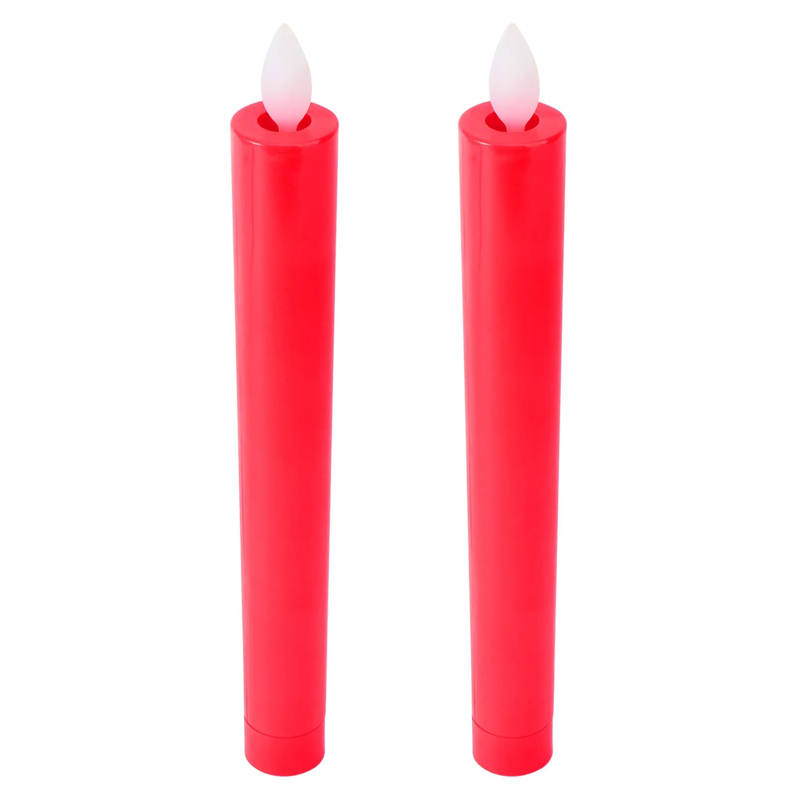 Red Flameless Candles Operated Holders Decorative LED Lights Candlestick Taper