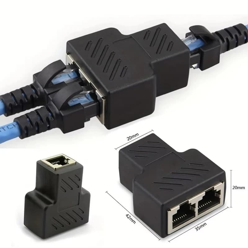 1 To 2 Ways LAN Ethernet Network Cable RJ45 Female Splitter Connector Adapter For Laptop Docking Stations RJ45 Connector Adapter
