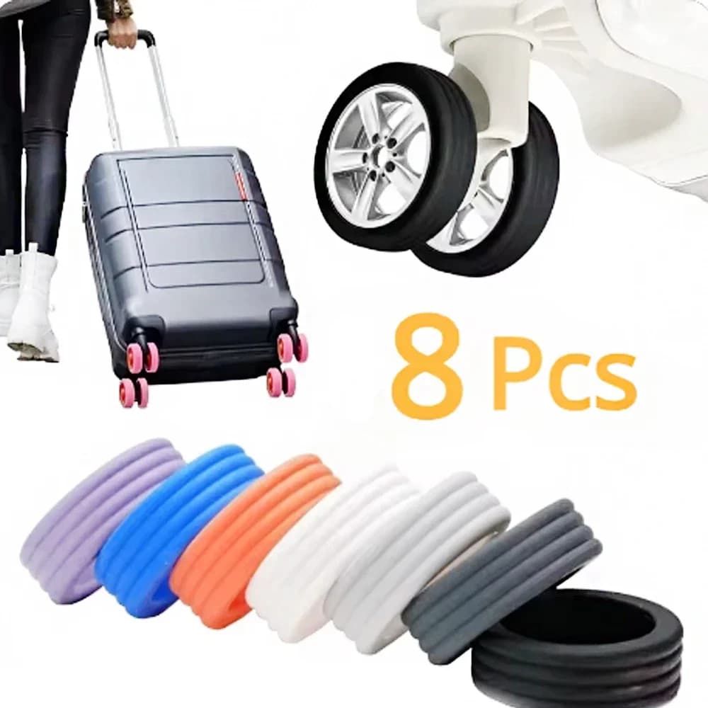 8PCS/Set Silicone Luggage Wheels Protector with Silent Sound Reduce Wheel Wear Suitcase Wheels Protection Cover-mw