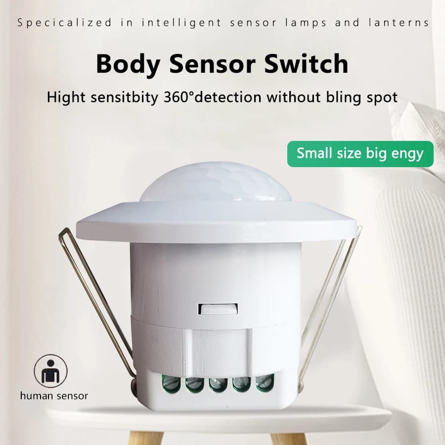 AC/DC 24-265V PIR Embedded Human Body Infrared Sensor Switch Adjustable LED Detector 360° Degree Light Control Sensor Switches