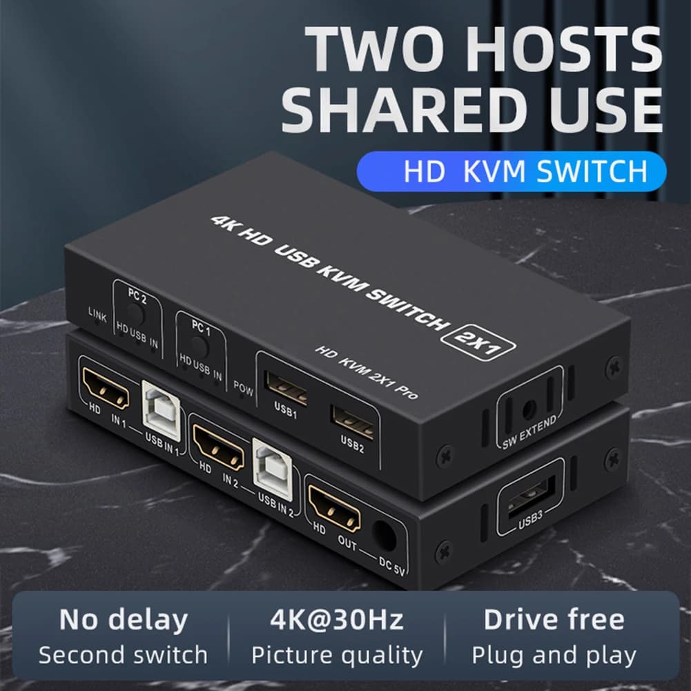 4K HDMI-Compatible USB KVM Switch HDMI-Compatible KVM Switch 60HZ Splitter Switcher Desktop Controller Sharing Monitor