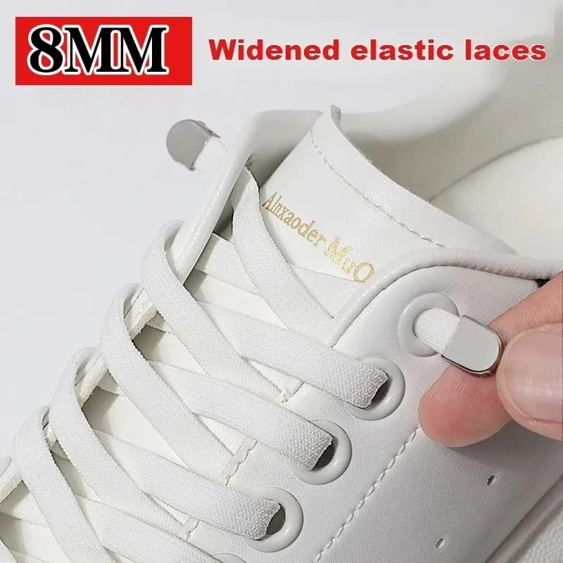 No tie Shoelaces for Shoes 8MM Flat Elastic laces Sneakers Kids Adult Quick Shoelace without ties Shoe Accessories