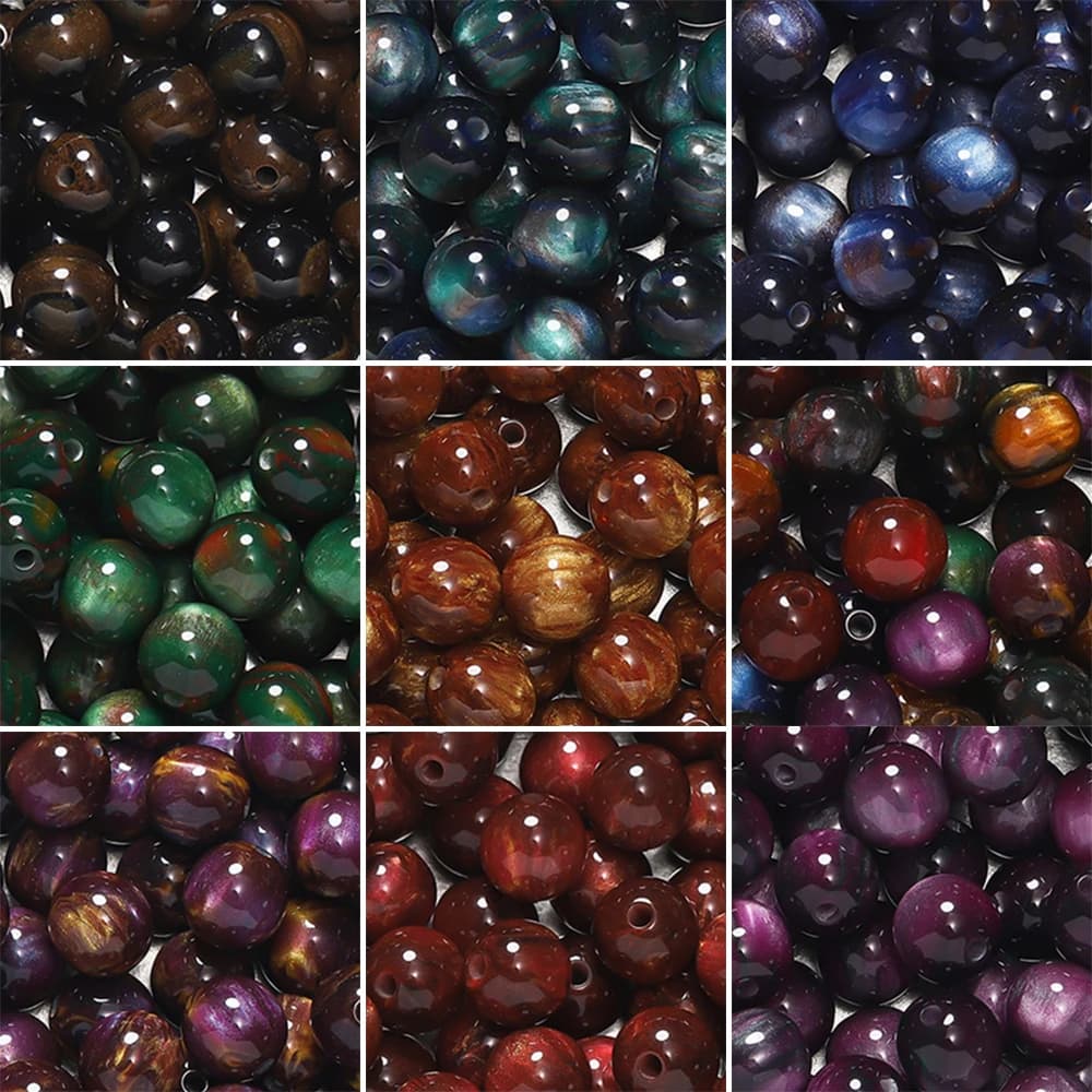 20-50pcs/lot Glitter Mitation Cat Eye Round Resin Bead Loose Beads for DIY Charm Necklace Bracelet Jewelry Making Findings