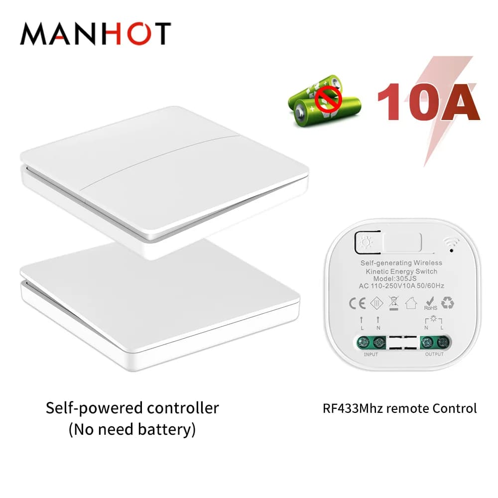 Smart Wireless Switches 1/2gang no battery required waterproof panel Push Button wall Light Switch APP Remote Control Switch Set