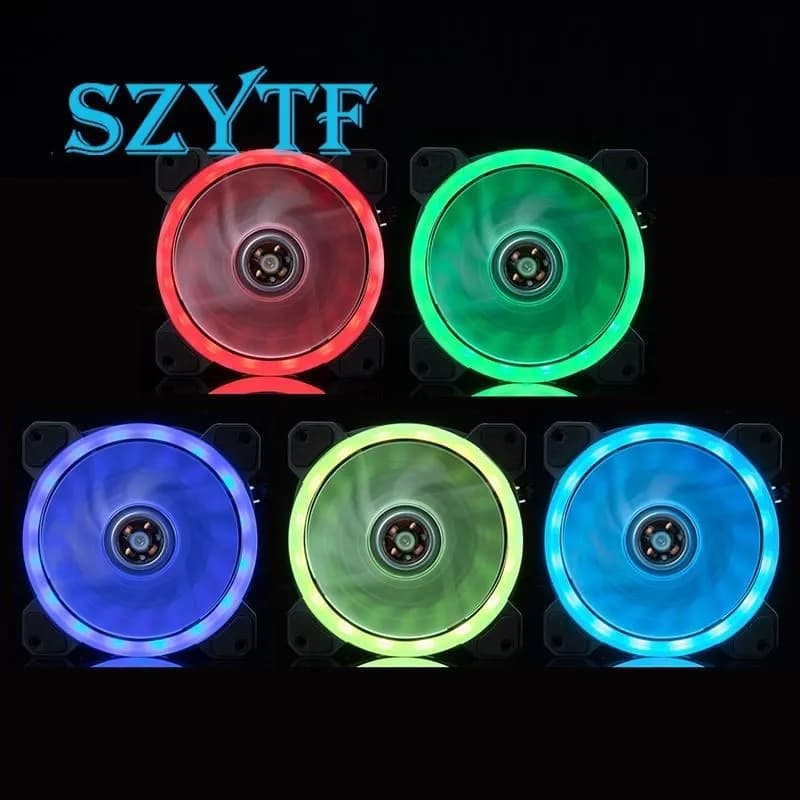 Chassis Fan 12CM Double Aperture Computer Fan Luminous LED Aurora Solar Eclipse Chassis Cooling Fan