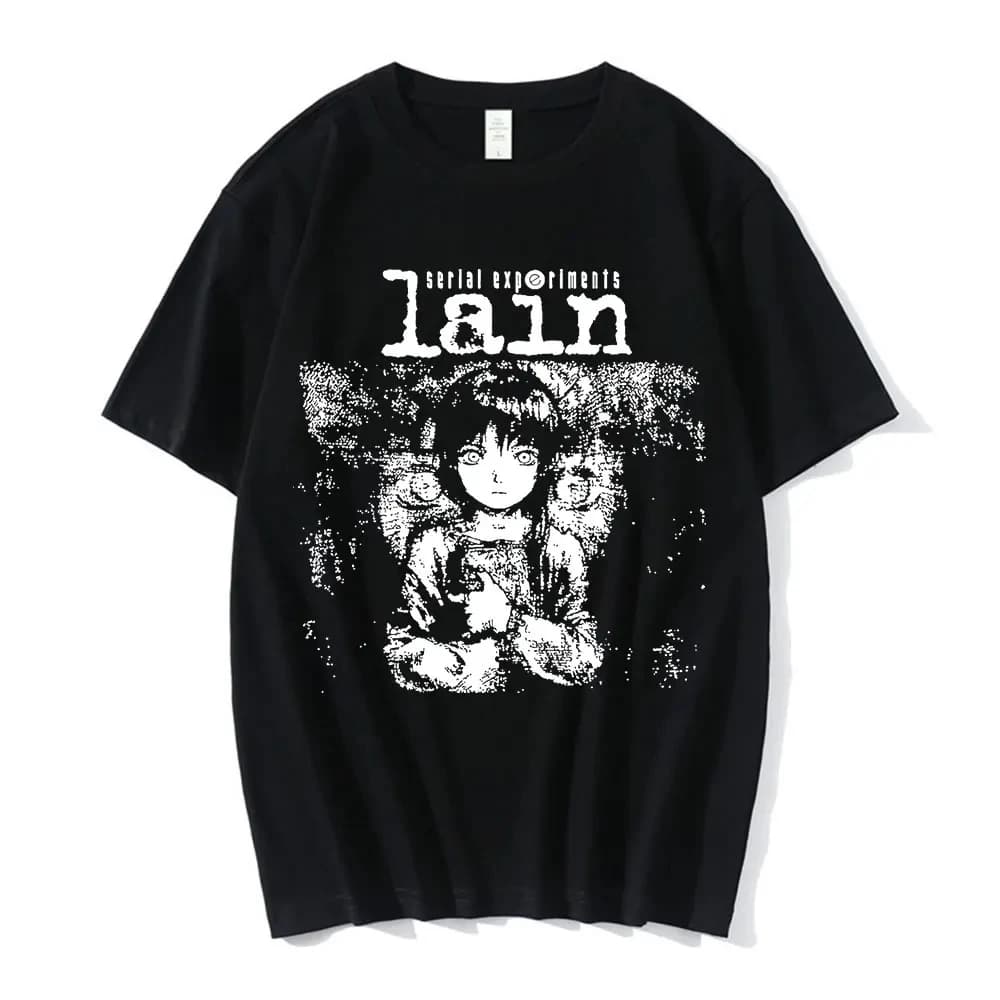 Anime Serial Experiments Lain T-Shirt Men Women Graphic T Shirts Unisex Iwakura Manga Girl Sci Fi Short Sleeve Tee Tops 62463