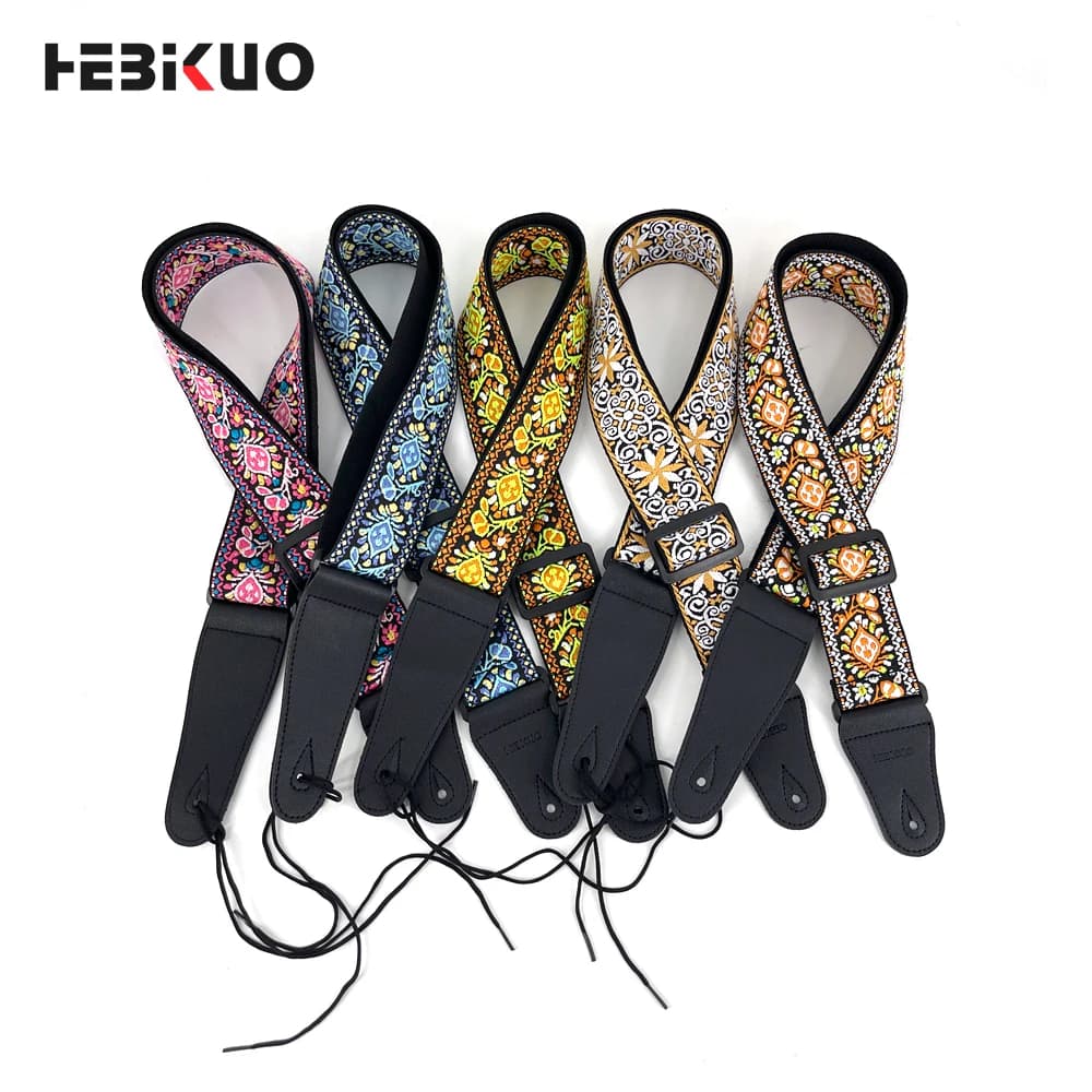 HEBIKUO 2534 Heavy embroidery colorful pattern guitar strap
