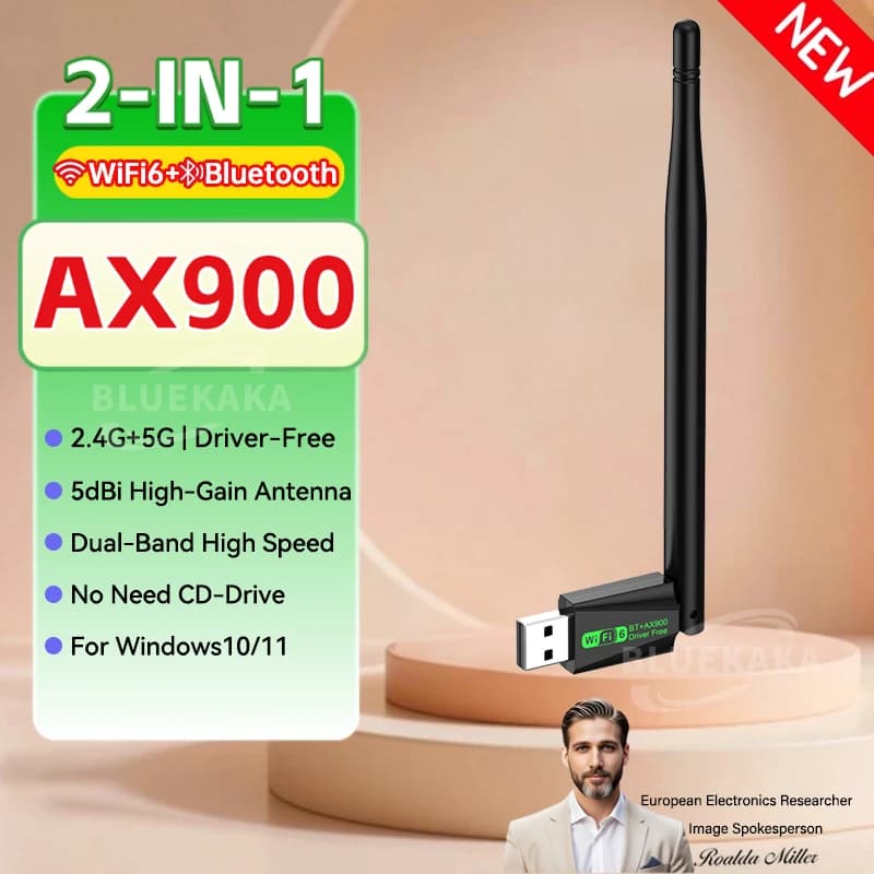 Driver Free WIFI6 Bluetooth 5.4 Adapter 2.4G+5GHz Dual Band 802.11AX Wireless Network Card Receiver Dongle Antenna For WIN10/11