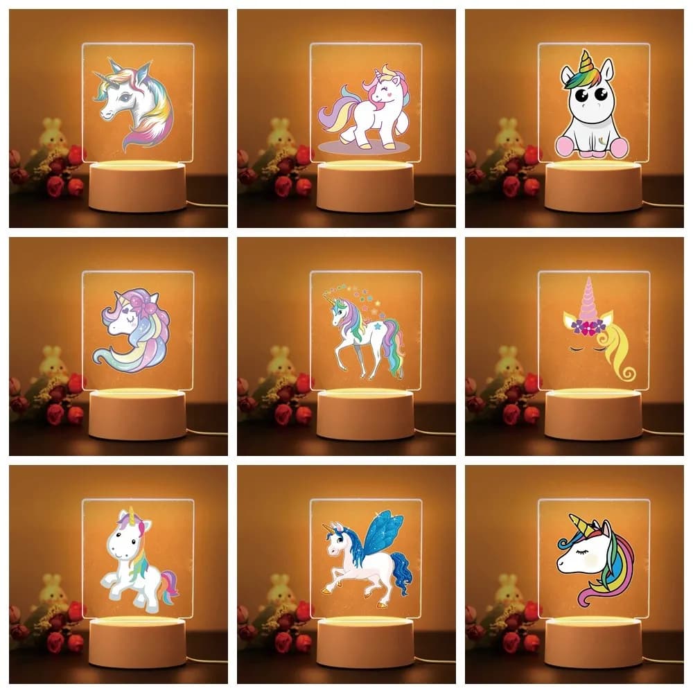 1 pc cute unicorn Color Changeable Table Lamp For Home Children'S Night Light