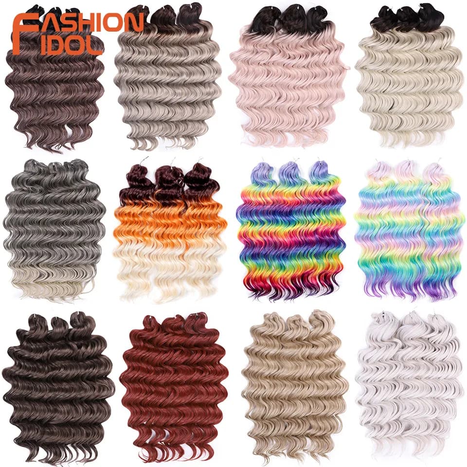 FASHION IDOL 24 Inch Deep Wavy Passion Twist Crochet Hair Synthetic Crochet Braids Rainbow Curly Hair Braiding Hair Extensions