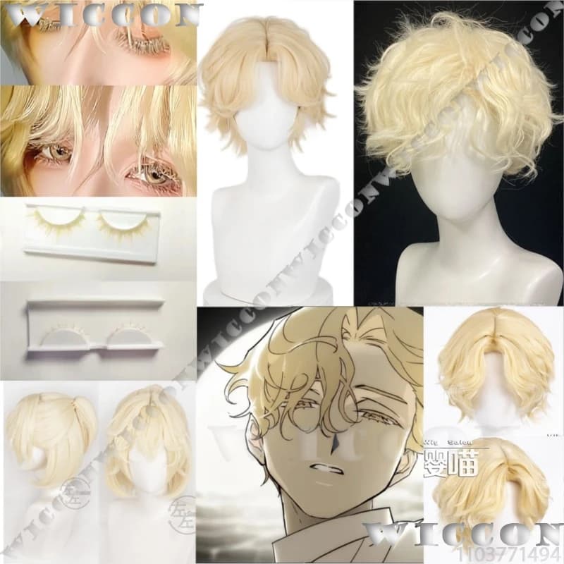 Luca Luka Alien Stage Cosplay Prop Curly Blonde Wig Lashes Set R7 Blink Gone Holloween Christmas Roleplay Man Women Customized