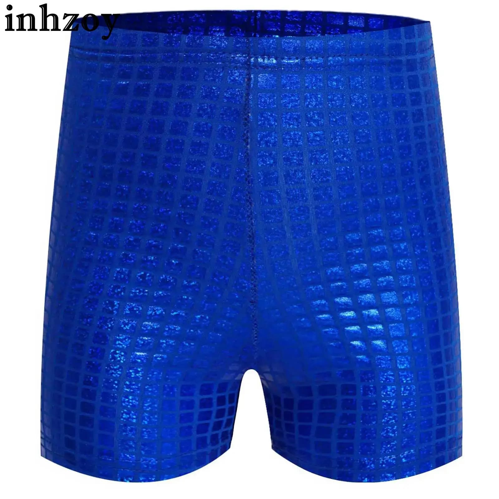 Kids Metallic Shiny Jazz Hip Hop Dance Shorts Elastic Waistband Short Bottoms School Party Show Cheerleading Performance Costume