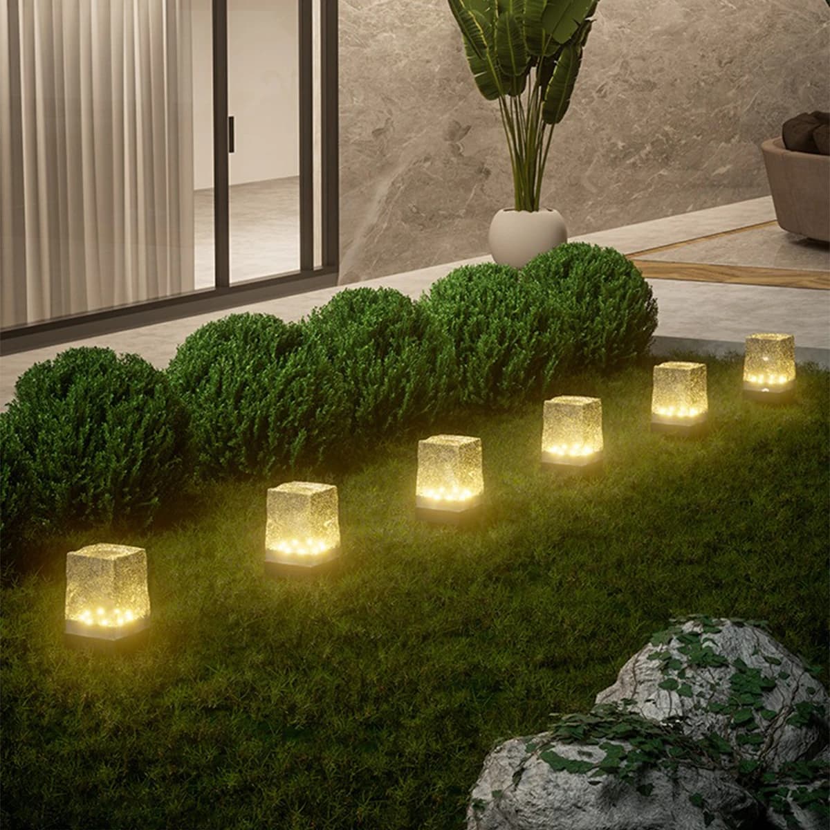 LED Solar Lights Outdoor Waterproof Garden Decoration Solar Powered Lamp Balcony Fence Lawn Landscape Path Ice Brick Light