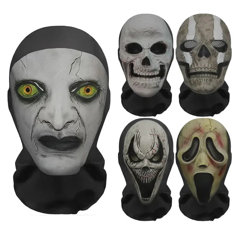 Halloween Ghost Face 3D Mask Balaclava Full Face Elastic Mesh Breathable Sunscreen Headcovers Funny Party Cosplay Props