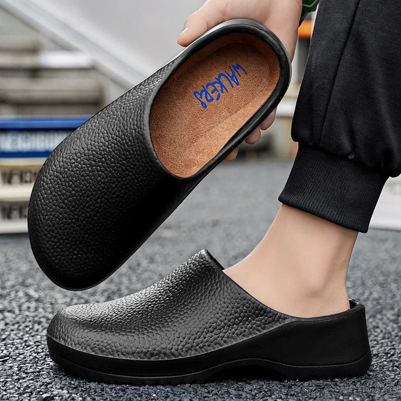 Hotel kitchen non-slip oil-resistant Chef's shoes Casual flat work safe Men's shoes Breathable comfort couple plus size slippers
