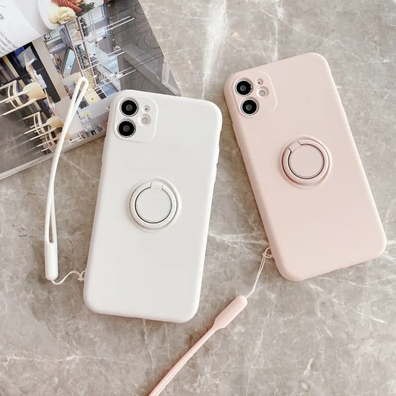 Magnetic Ring Case for iPhone 16 Pro 15 14 Plus 13 12 Mini 11 XS Max X 360° Finger Stand Holder Bracket Liquid Silicone Cover
