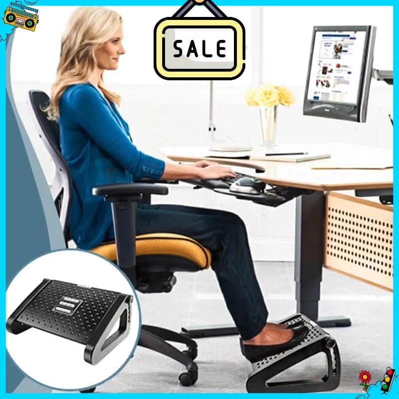 Relieve the pain of working from home - Under-desk footrest with massage rollers, ergonomic footstool for desk leg support
