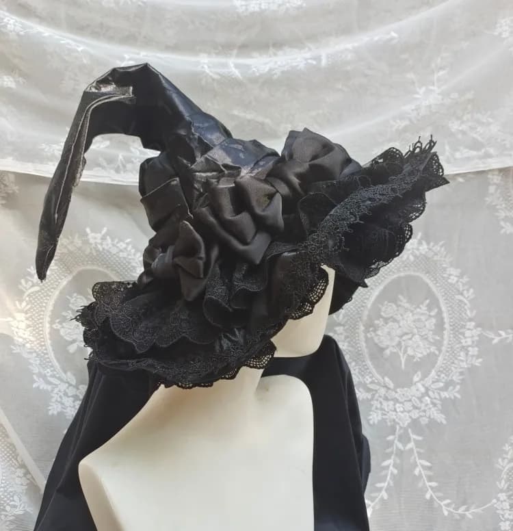 lolita Halloween witches hat cos siren cap hat brim with rich dark girl hat