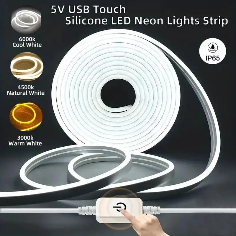 Touch Sensor LED Strip Lights Neon Sign 5V USB Dimmable Waterproof Neon Lamp Flexible Tape Silicone Bedroom Backlight DIY Decor