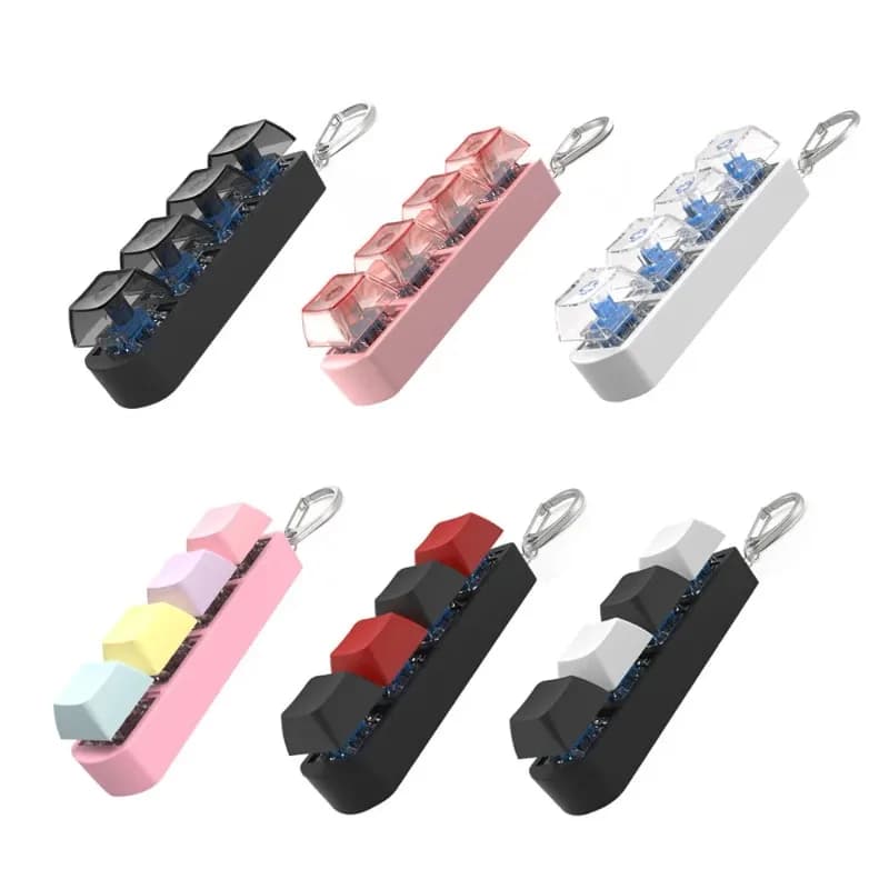 4Keys Keyboard Key Irritability Toy, Finger Pressure Relief Button, Adult Office Stress-relieving and Calming Key Chain Gift