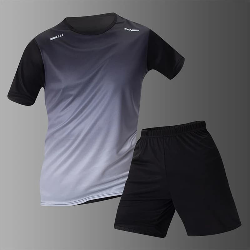Summer men gradually color fast-drying short-sleeved shorts sports suit teenagers leisure running fitness relaxed plus-size suit