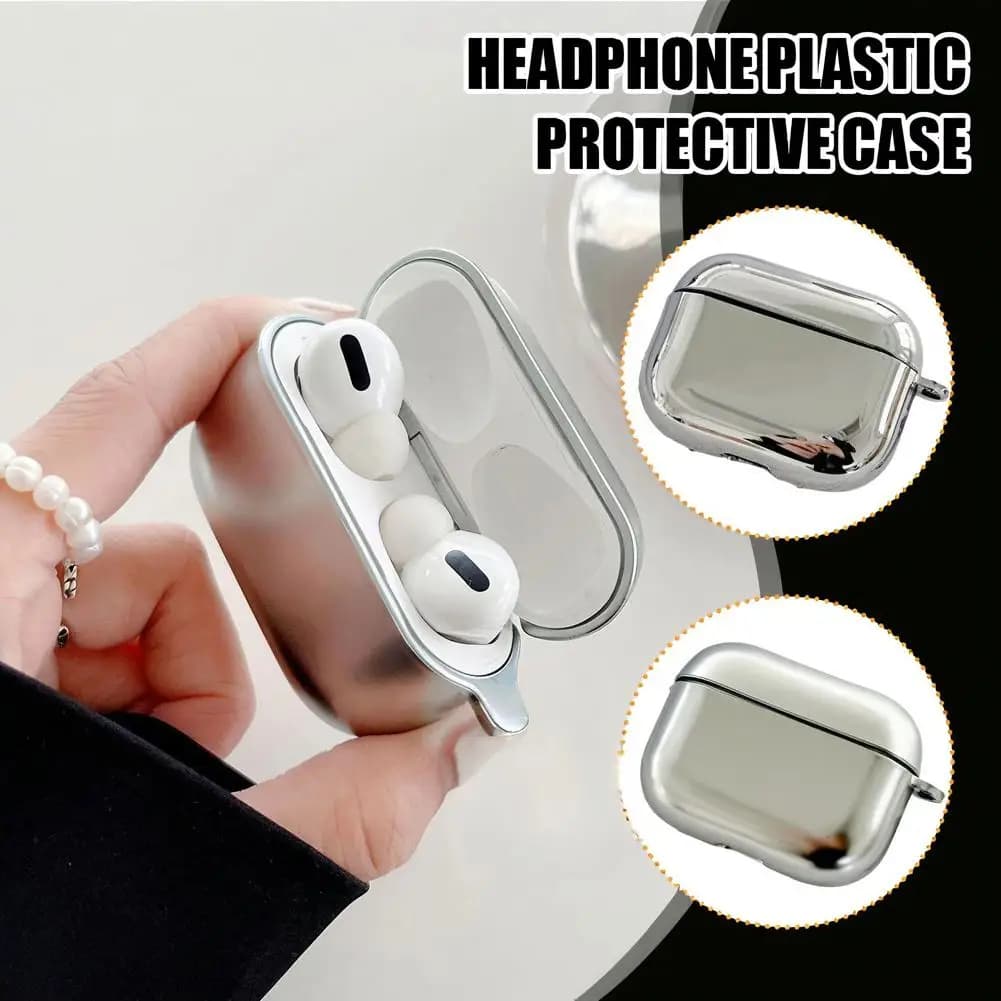 Electroplate Earphone For 4 Simple Protective Cover Silver Metal Headphone Plastic Protective U3u8