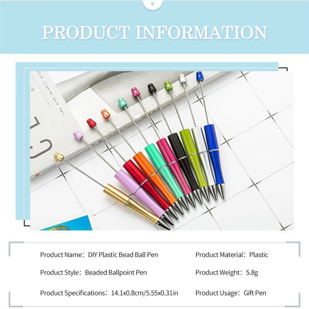 5pcs Beading Pen DIY Creative Plastic Bead Pen UV Electroplating Beading Three-color Gradient Bead Pen