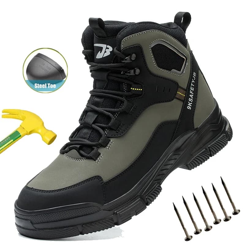 Man Safety Shoes Puncture-Proof Work Sneaker Waterproof Work Shoes Steel Toe Shoes Safety Boots Indestructible Shoes Lightweight