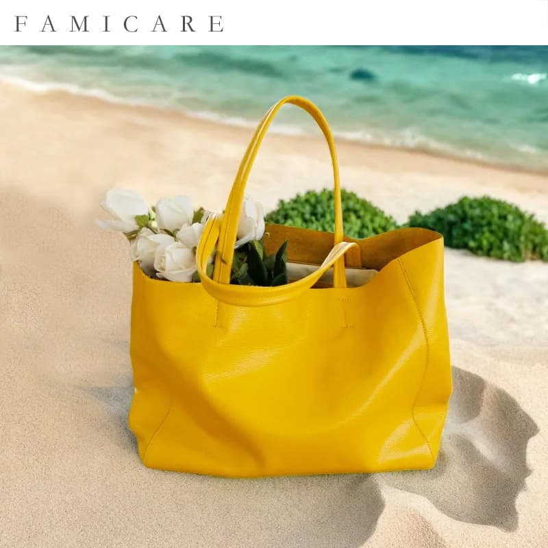 Women Luxury Bag Casual Tote Female Fashion Summer Beach Handbag Lady Popular Soft Cowhide Genuine Leather Shoulder Shopping Bag