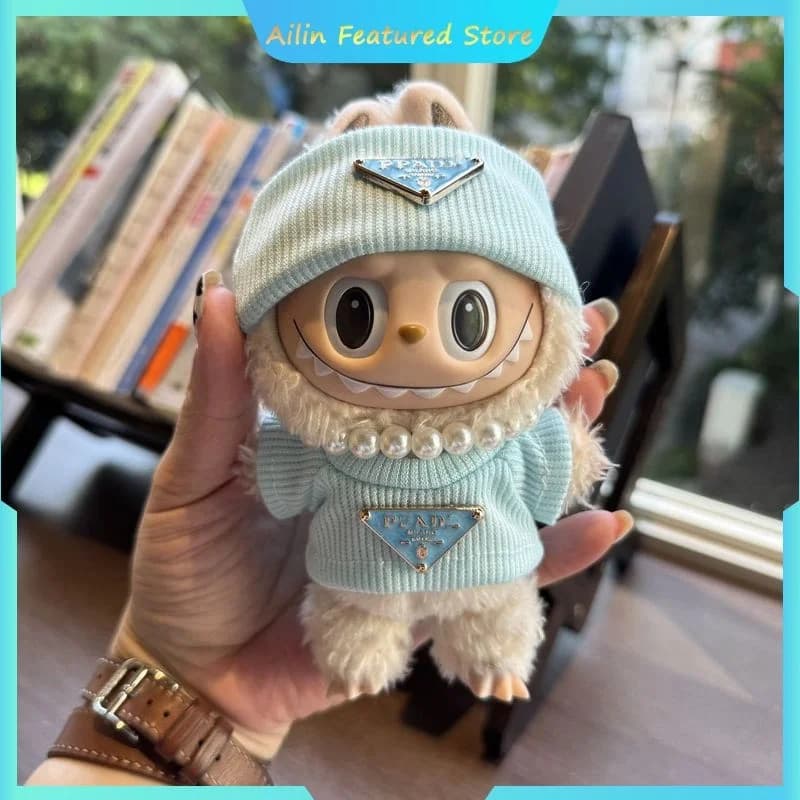 For Labubu Clothes With Hats Pearl Jewelry Knitted Sets Cute And Fashionable Sets Dressing Accessories Cool And Trendy Cute
