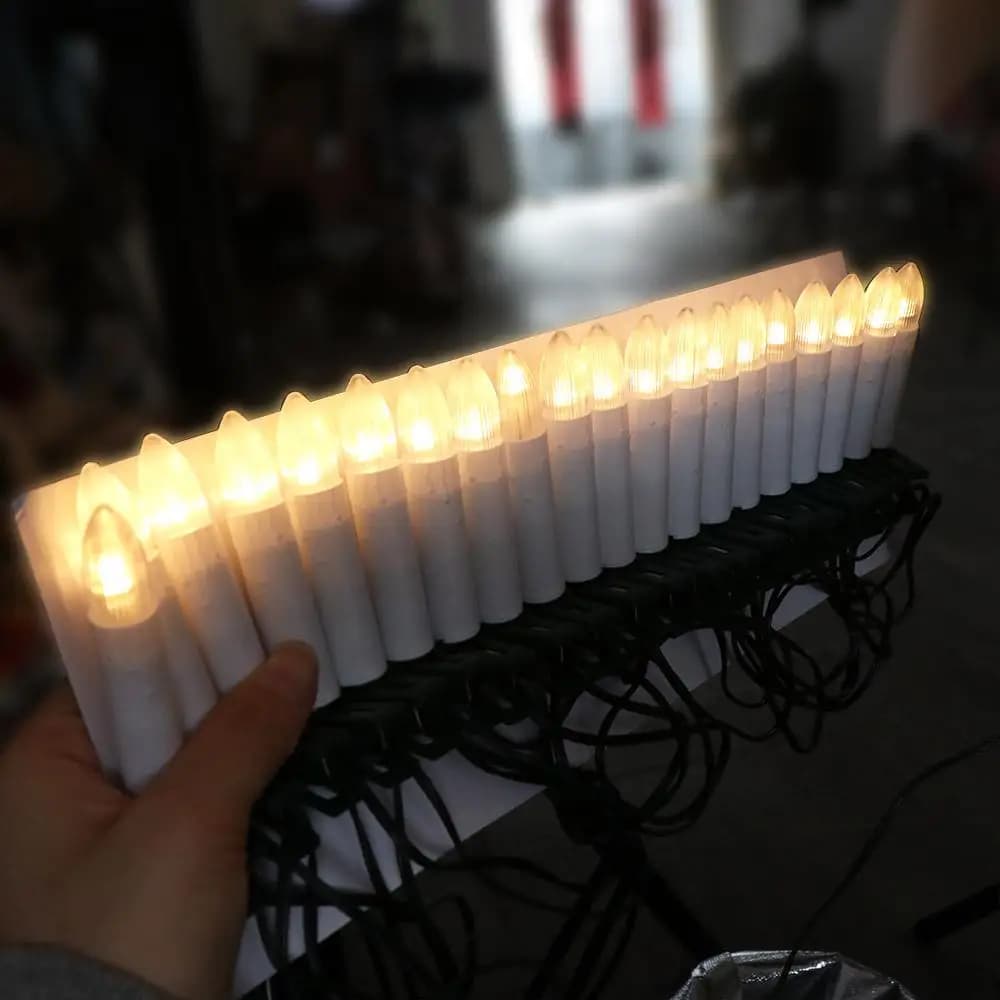 20PCS Flameless LED Candle String Clip-on USB Powered Christmas Tree Decorative Light Warm Light Reusable