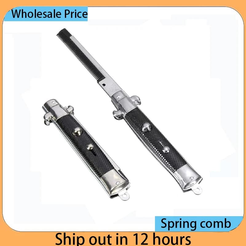 Portable Travel Large Back Head Butterfly Pocket Automatic Jump Comb Folding Comb Spring Comb American Oil Head Comb