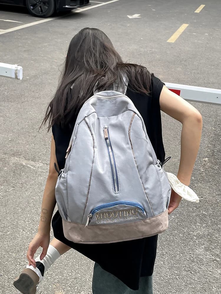 American retro backpack student schoolbag men's light travel backpack women's laptop bag