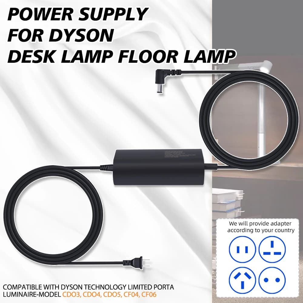 Power Supply Compatible with Dyson Solarcycle Morph Desk Light CD03 CD04 CD05 CD06 Desk Lamp Cable CF04 CF06 Floor Light Cord