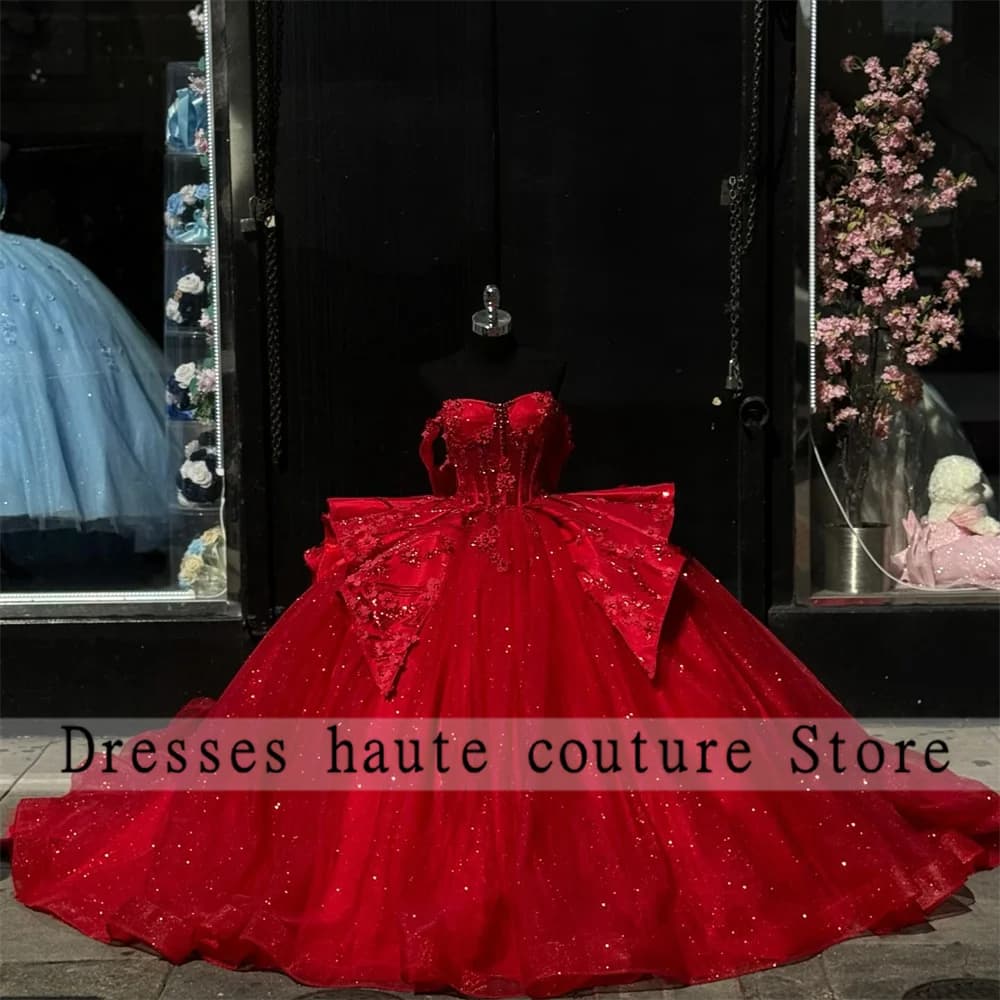 Red Ball Gown Quinceanera Dresses 2025 Ruffles Appliques Beads Sweet 16 Dress Customized Vestidos De 15 Anos Lace-Up