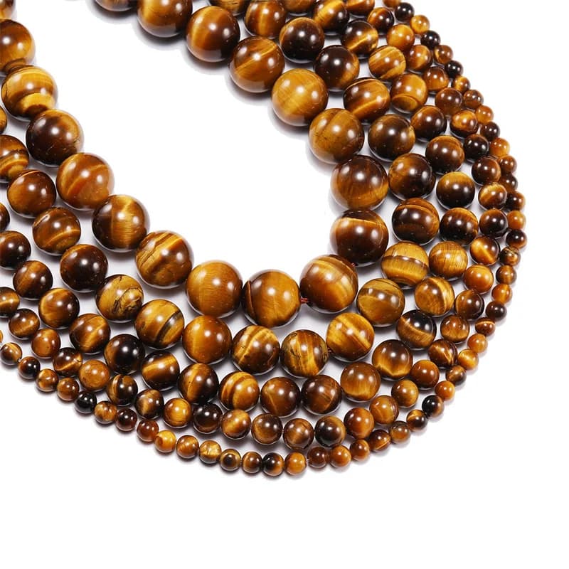 Natural Smooth Brown Tiger Eye Stone DIY Bracelet Necklace Accessories Loose Round Beads for Jewelry Making 15" Strand 6 8 10MM