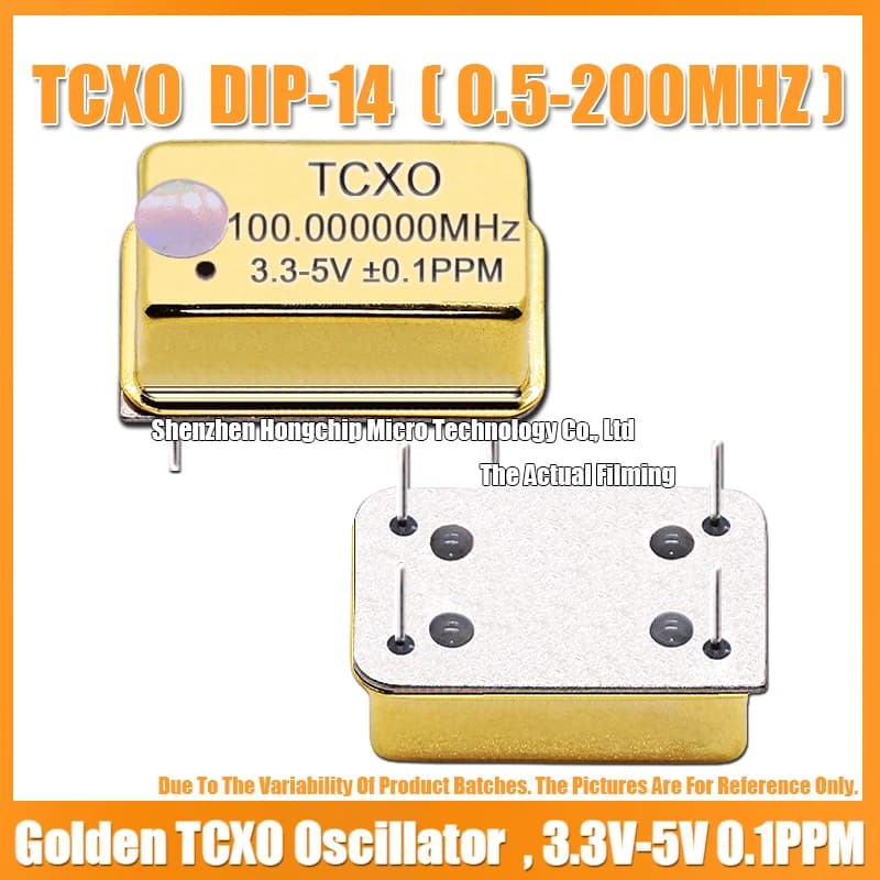 TCXO DIP-14 100M 100MHZ 100.000MHZ Gold Plated Rectangular Temperature Compensated Crystal Oscillator Golden 3.3V-5V 0.1PPM