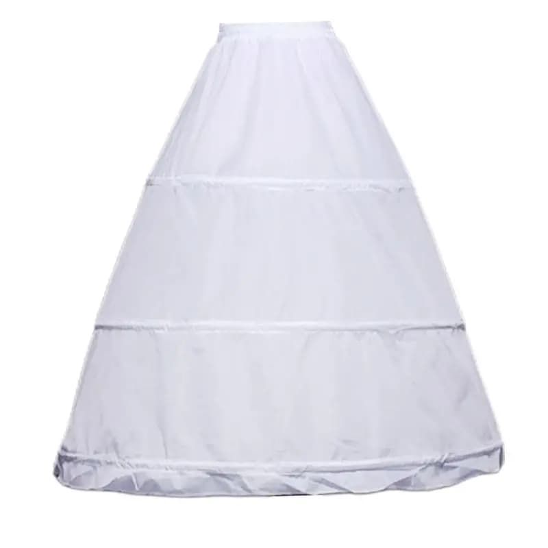 Women 3 Hoops A-Line Petticoat Adjustable Drawstring Waist Wedding Bridal Dress Crinoline Single Layer Ball Gown Underskirt Slip