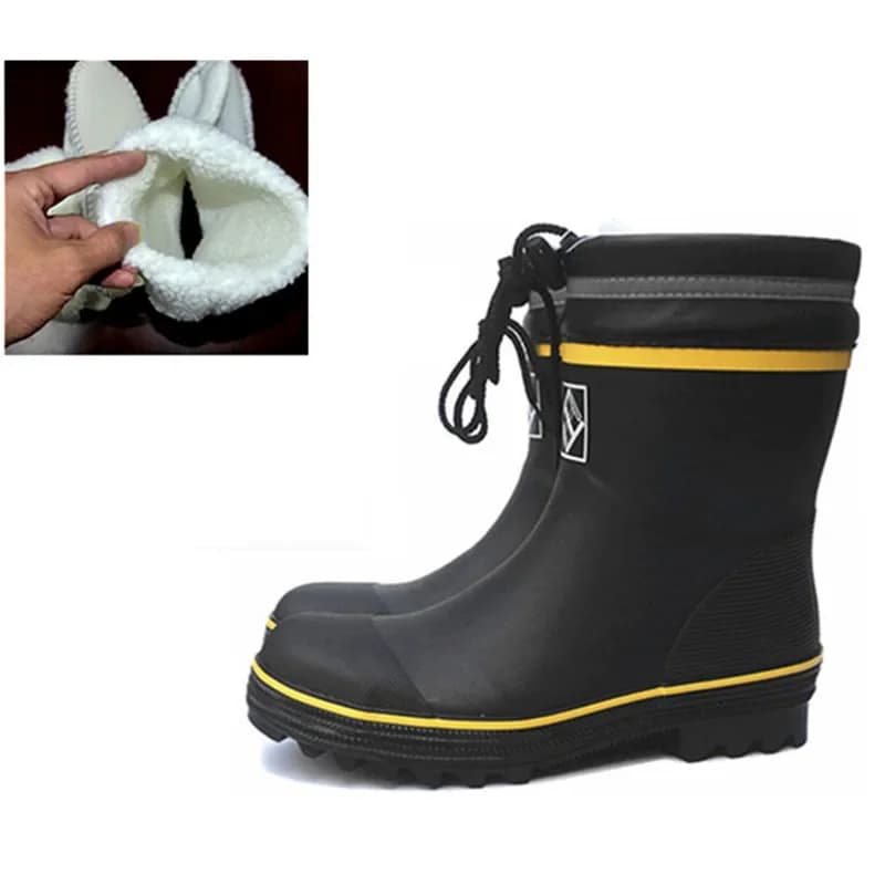 50 Size Waterproof Fishing Rain Boots Steel Toe Soles Rubber Safety Work Boots Men Outdoor Hiking Trekking Wading Rain Shoes