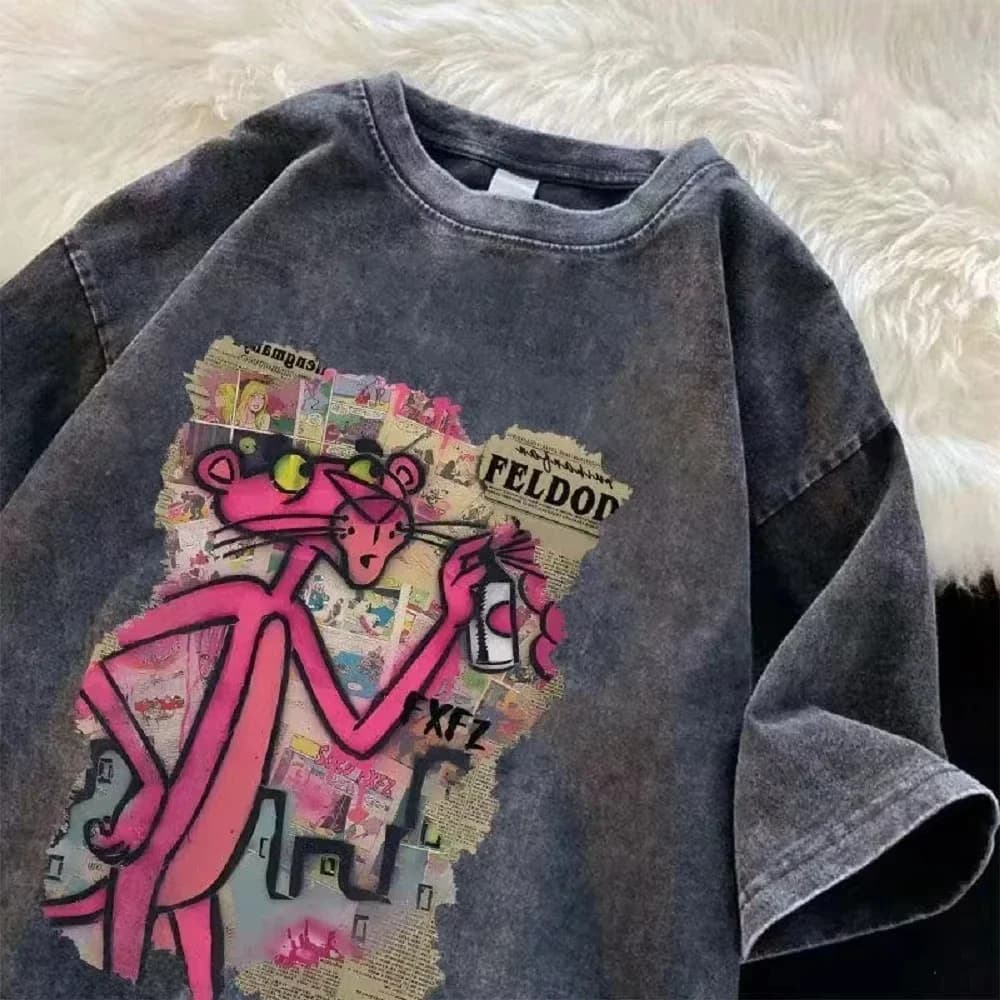 2025 Water-wash vintage t-shirt for men and women retro design unique hip-hop casual street fashio summer trend fashionable