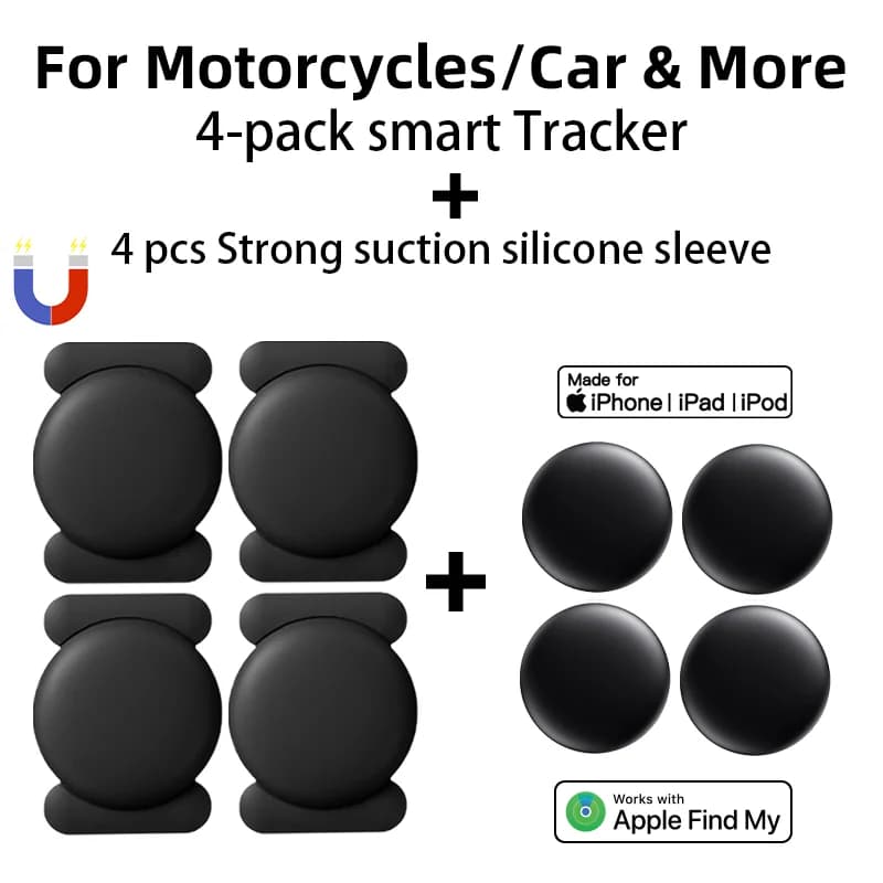 1/4Pack GPS Smart Tag for Apple Find My Tracker Kits with Strong Magnetic Suction Silicone Shell Anti-loss for Motorcycles & Car