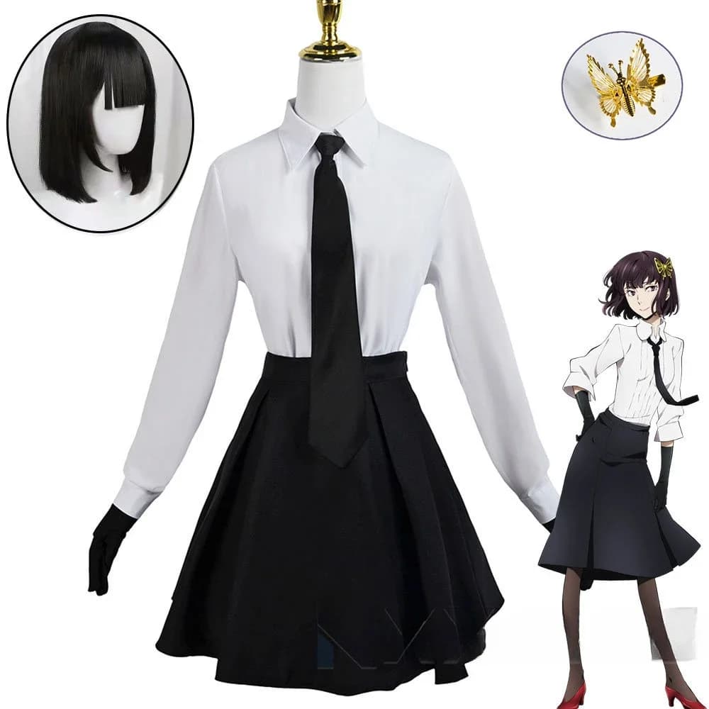 Yosano Akiko Cosplay Costume Bungo Stray Dogs School Uniform Suit Wig Set Anime BSD Cosplay Costumes Halloween Party Clothes