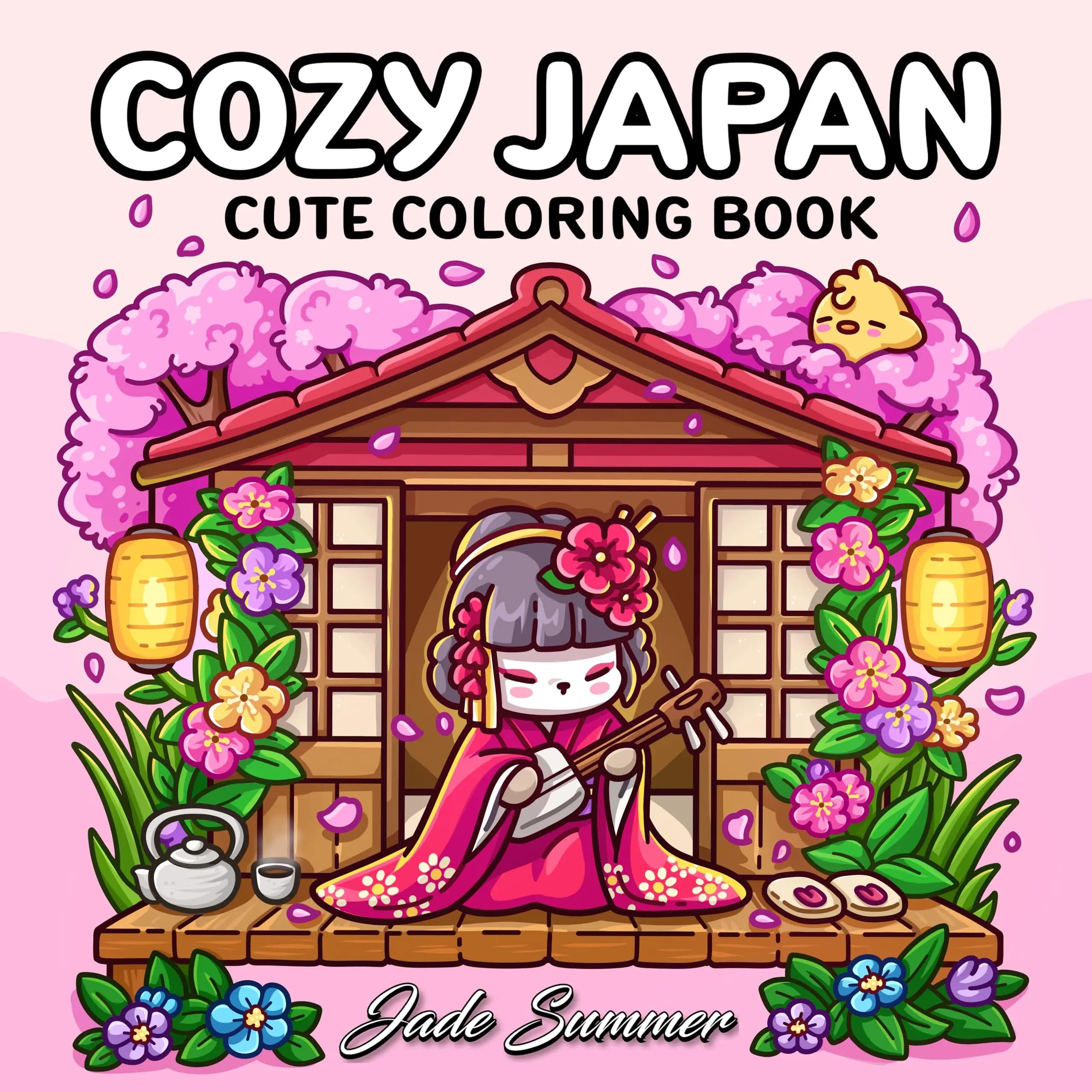 Cozy Japan: Cute Coloring Book for Adults and Teens with Charming Characters and Delightful Japanese Scenes for Relaxation